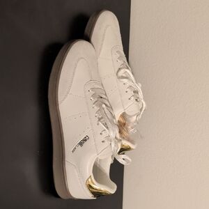 Roberto Cavalli White and gold Sneakers with Xtra Gold Laces. Never Worn
